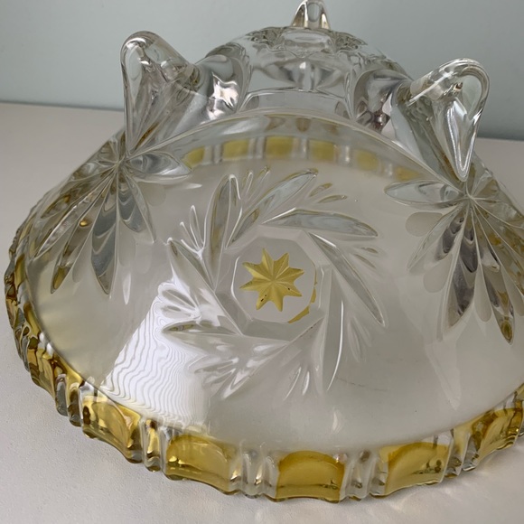 Vintage 1970s glass punch bowl with amber accents - Picture 7 of 9